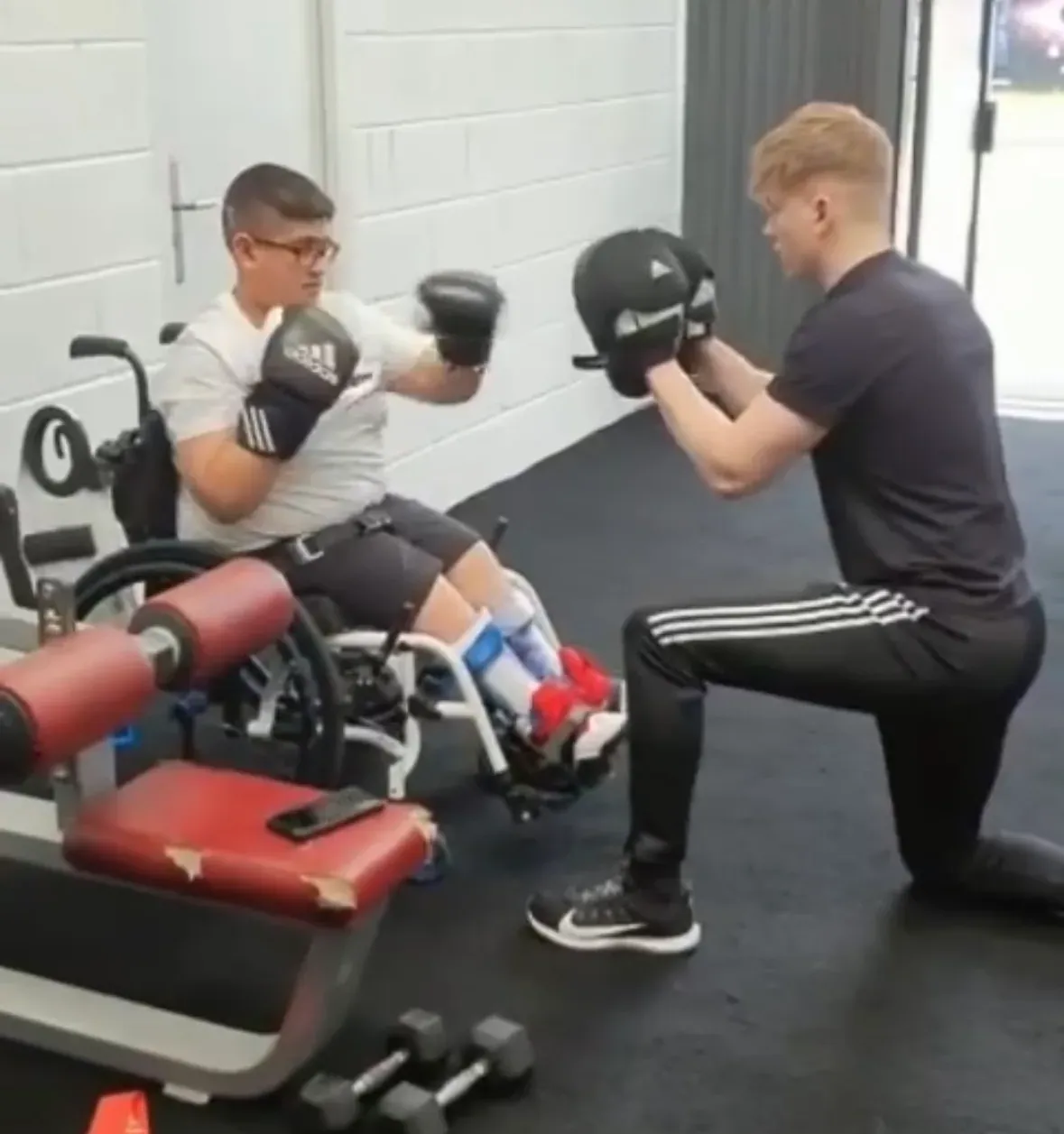 George Vernon coaching in the gym
