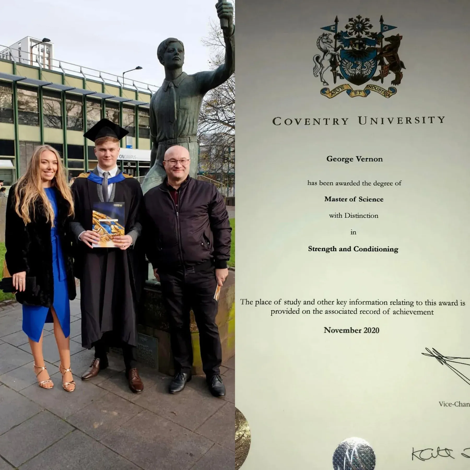 George Vernon at university, studying Sports and Exercise Science